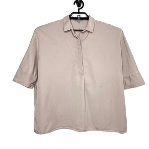 COS Womens Oversized Boxy Lyocell Popover Top Size 2 Mauve Dolman Short Sleeve